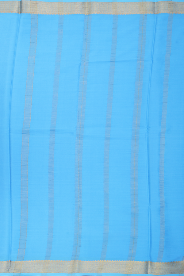 Mysore Silk Saree In Sky Blue With Zari Border