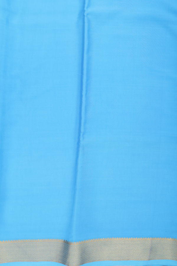 Mysore Silk Saree In Sky Blue With Zari Border