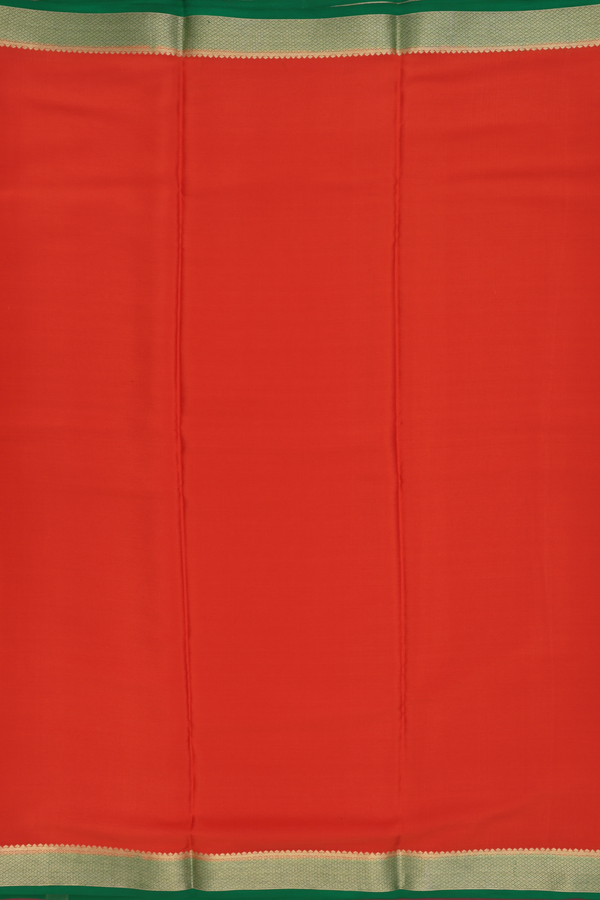 Mysore Silk Saree In Spiced Orange With Zari Border