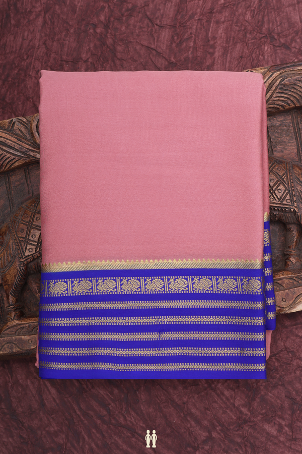 Mysore Silk Saree In Rose Beige With Peacock Border
