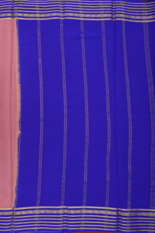 Mysore Silk Saree In Rose Beige With Peacock Border