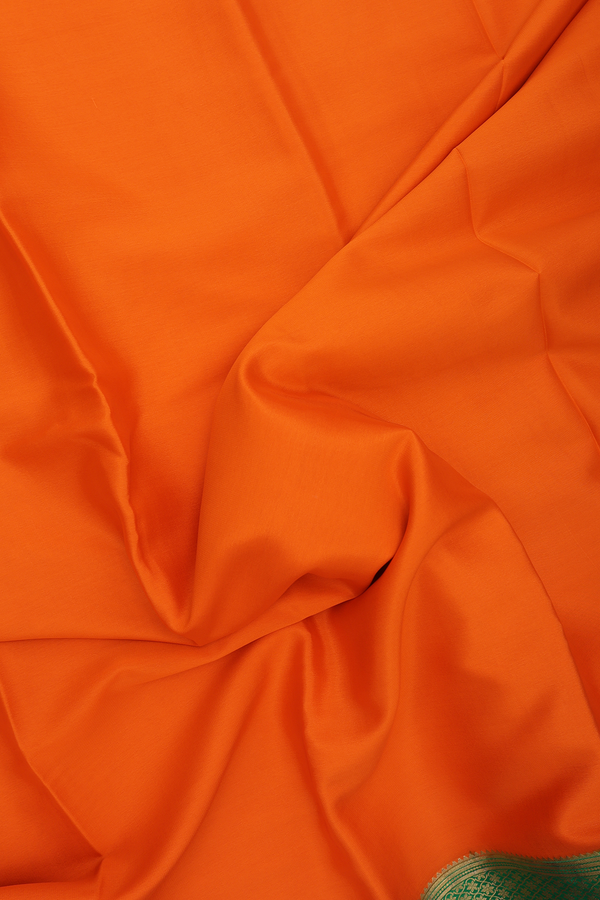 Mysore Silk Saree In Royal Orange With Floral Border
