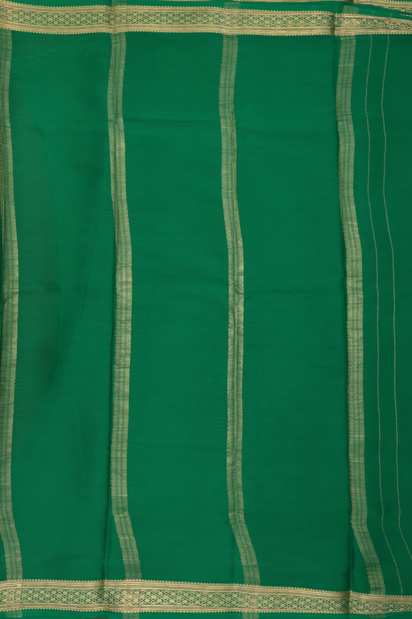 Mysore Silk Saree In Royal Orange With Floral Border