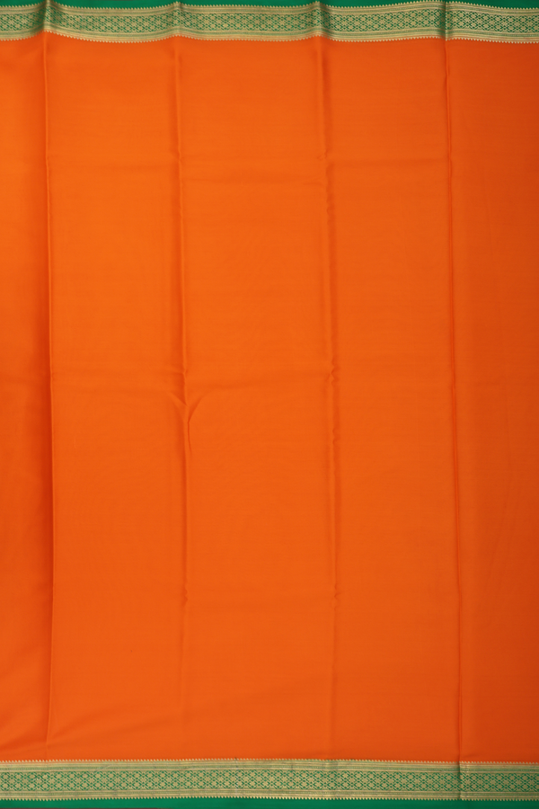 Mysore Silk Saree In Royal Orange With Floral Border