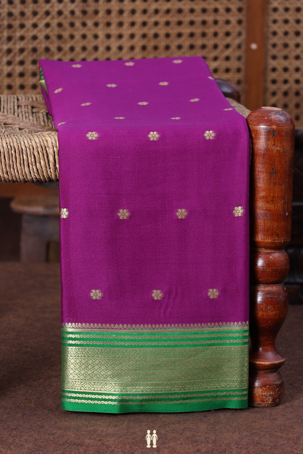 Mysore Silk Saree In Grape Purple With Floral Buttas