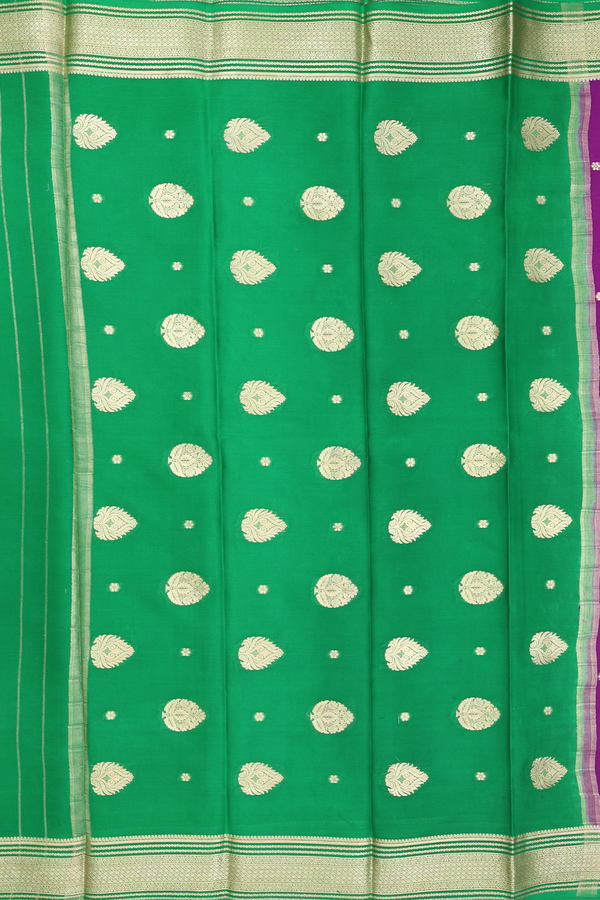 Mysore Silk Saree In Grape Purple With Floral Buttas