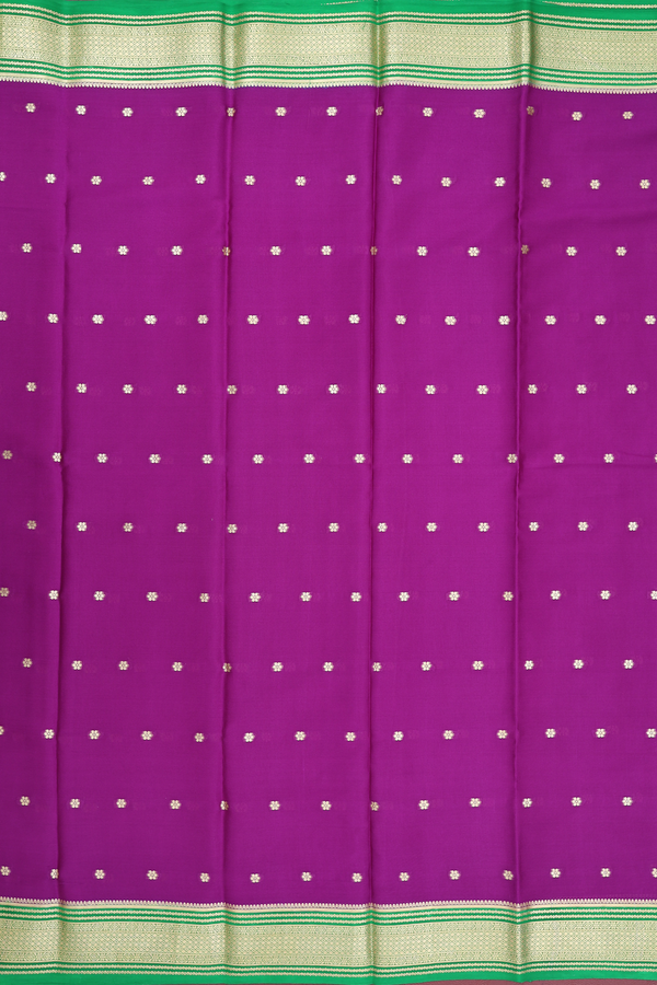 Mysore Silk Saree In Grape Purple With Floral Buttas
