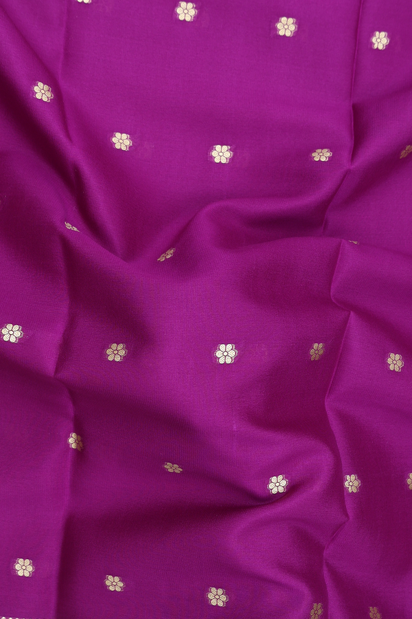 Mysore Silk Saree In Grape Purple With Floral Buttas