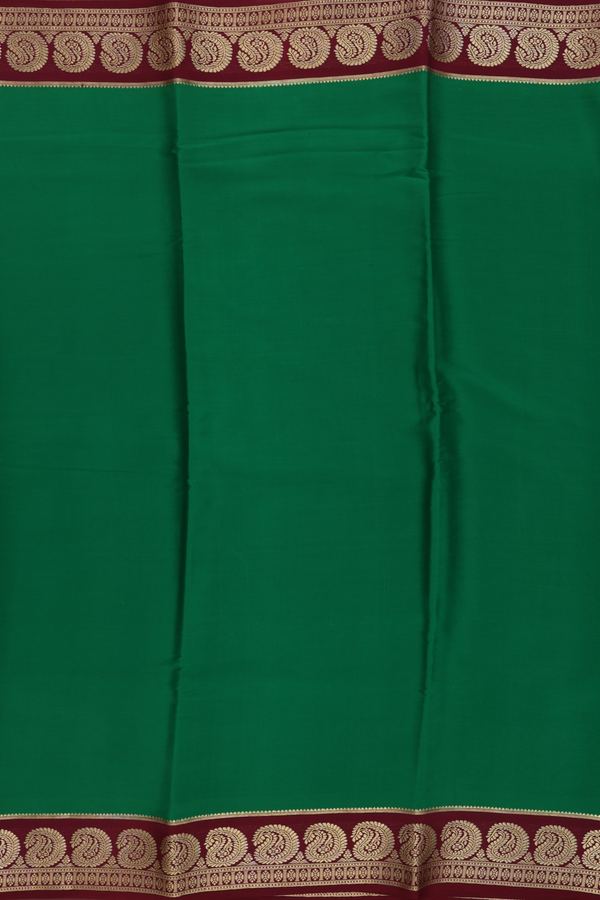 Mysore Silk Saree In Green With Paisley Border