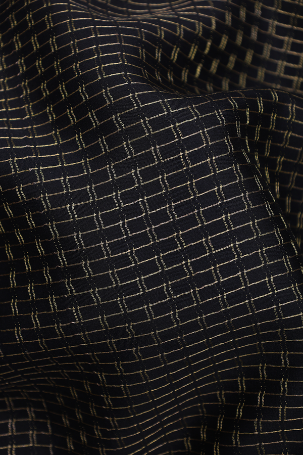 Mysore Silk Saree In Black With Checks Design