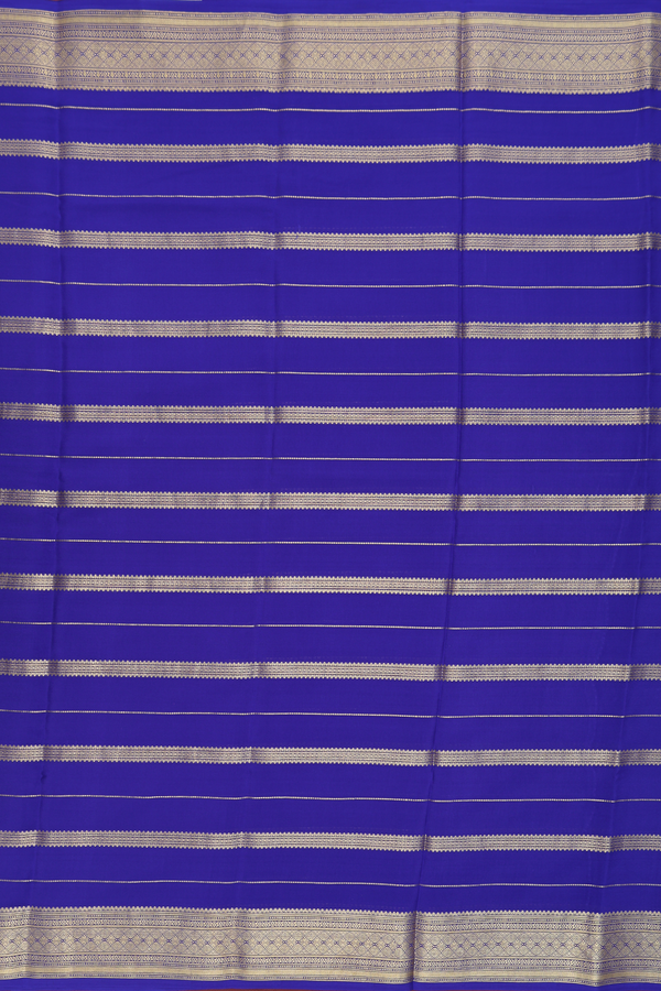 Mysore Silk Saree In Royal Blue With Stripes Design