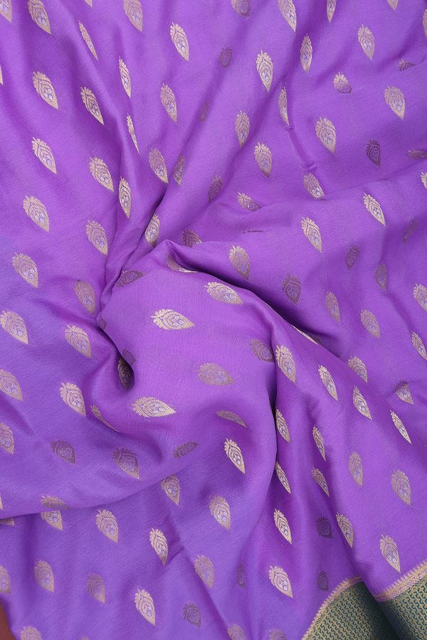 Mysore Silk Saree In Lavender With Zari Buttas