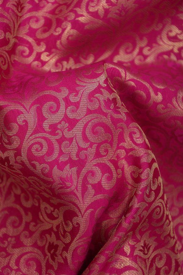 Mysore Silk Saree In Rani Pink With Brocade Design