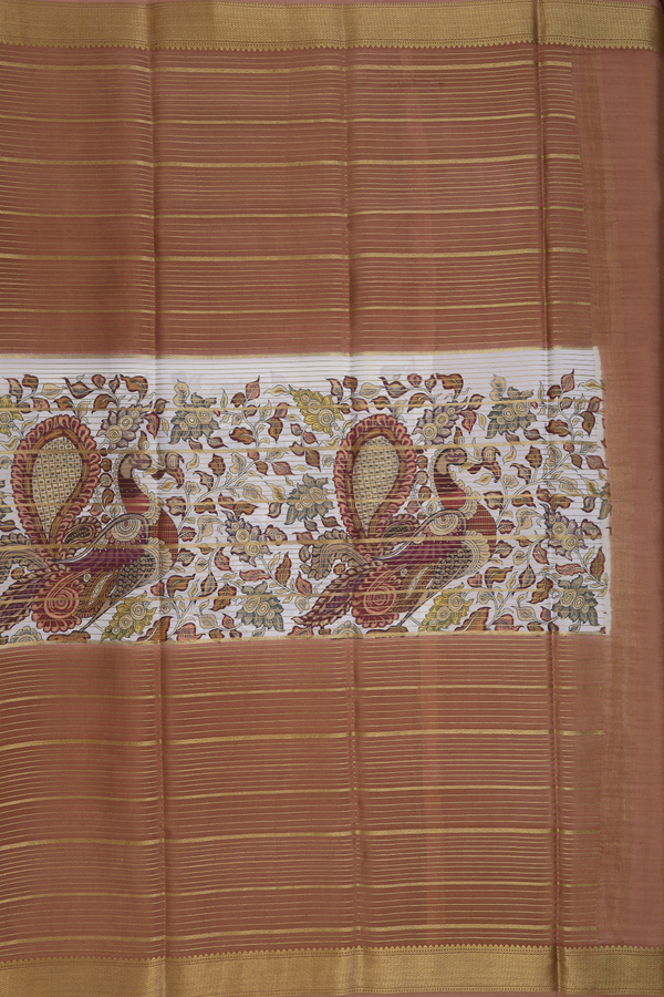 Mysore Silk Saree In Brown With Stripes Design