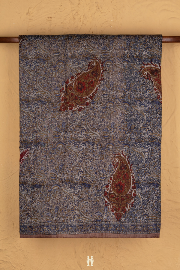 Tussar Silk Saree In Multicolor With Paisley Printed Design