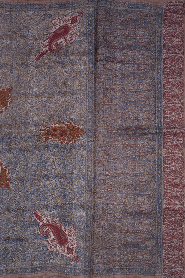 Tussar Silk Saree In Multicolor With Paisley Printed Design