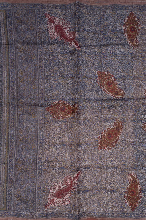 Tussar Silk Saree In Multicolor With Paisley Printed Design