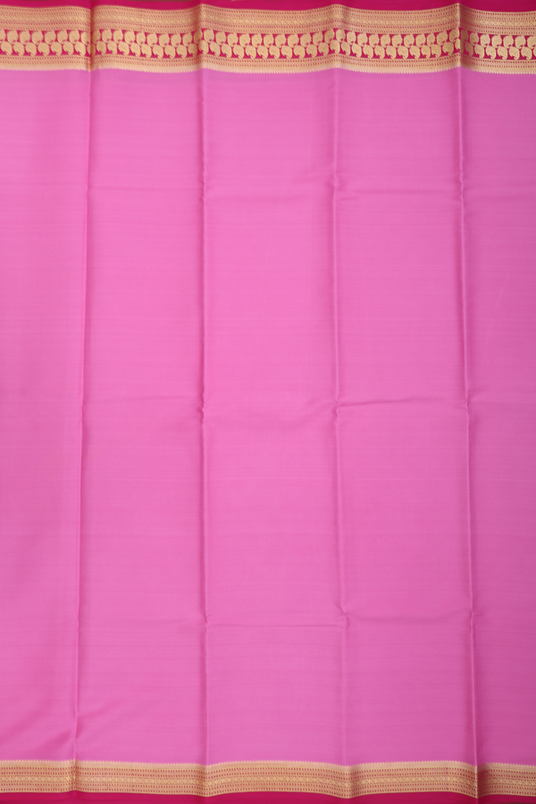 Mysore Silk Saree In Pink With Paisley Border