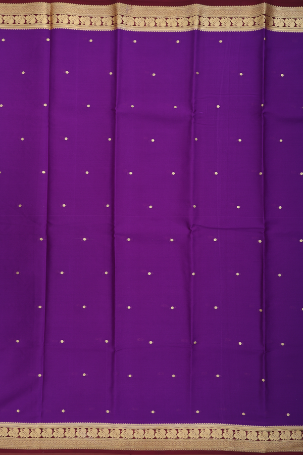 Mysore Silk Saree In Regal Purple With Floral Buttis