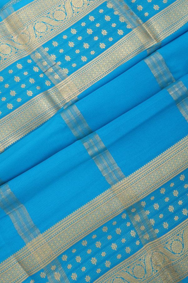 Mysore Silk Saree In Green With Jacquard Pattern