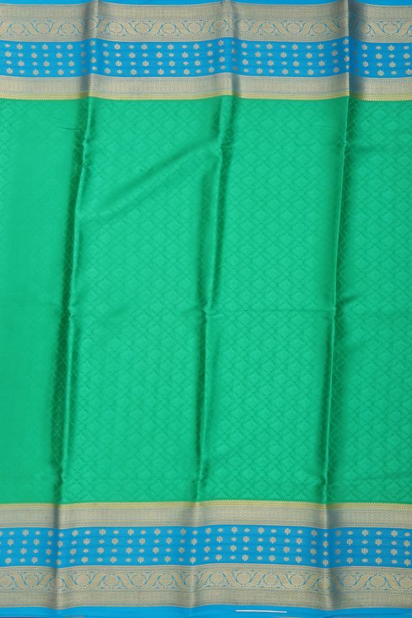 Mysore Silk Saree In Green With Jacquard Pattern