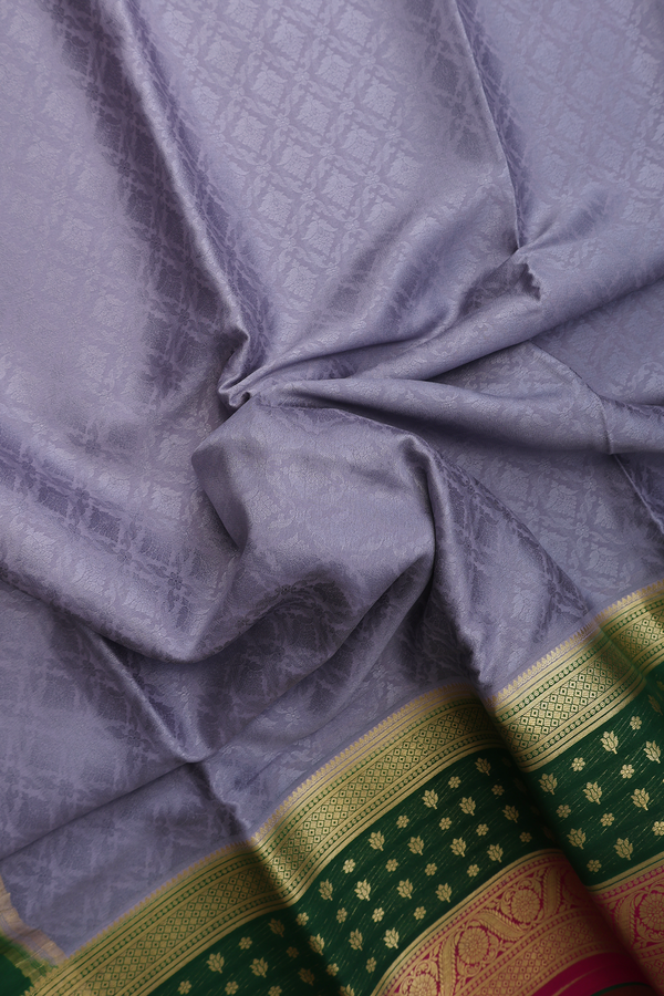 Mysore Silk Saree In Grey With Jacquard Pattern