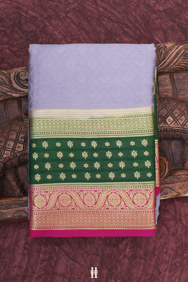 Mysore Silk Saree In Grey With Jacquard Pattern