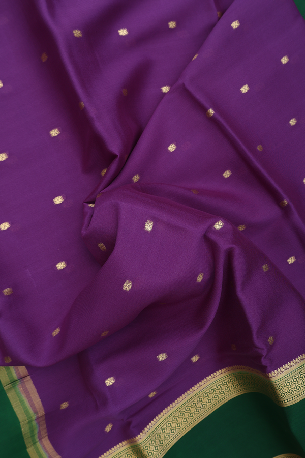 Mysore Silk Saree In Purple With Floral Buttis