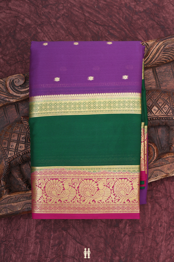 Mysore Silk Saree In Purple With Floral Buttis