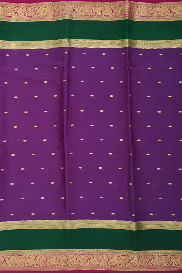 Mysore Silk Saree In Purple With Floral Buttis
