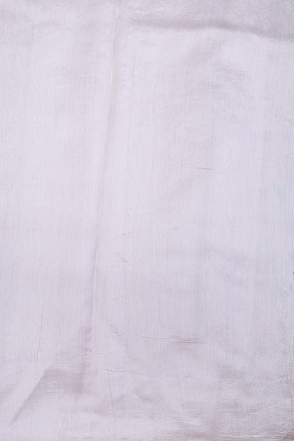 Organza Silk Saree In Light Grey With Floral Embroidered Design