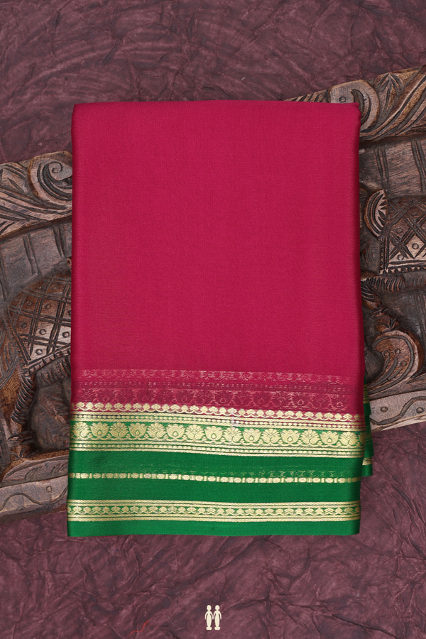 Mysore Silk Saree In Rani Pink With Contrast Border