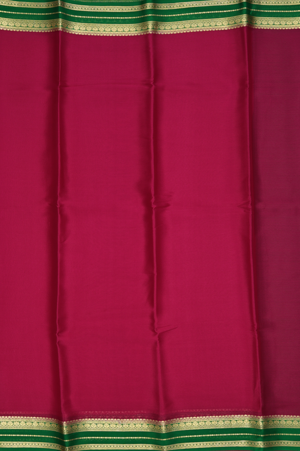 Mysore Silk Saree In Rani Pink With Contrast Border