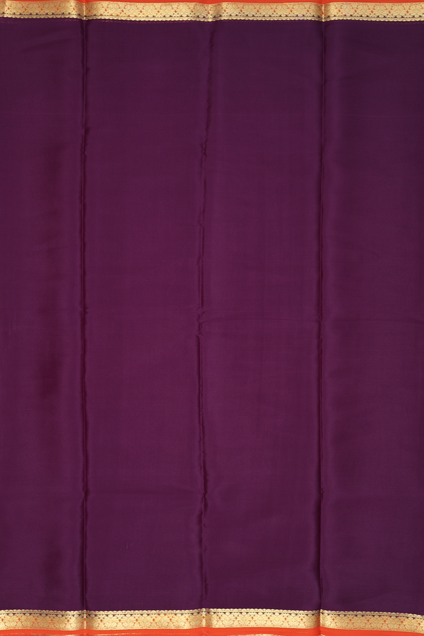 Mysore Silk Saree In Plum Purple With Contrast Border