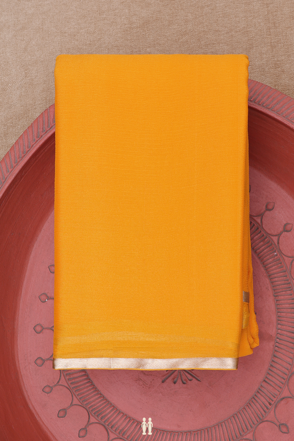 Chiffon Saree In Royal Orange With Zari Border