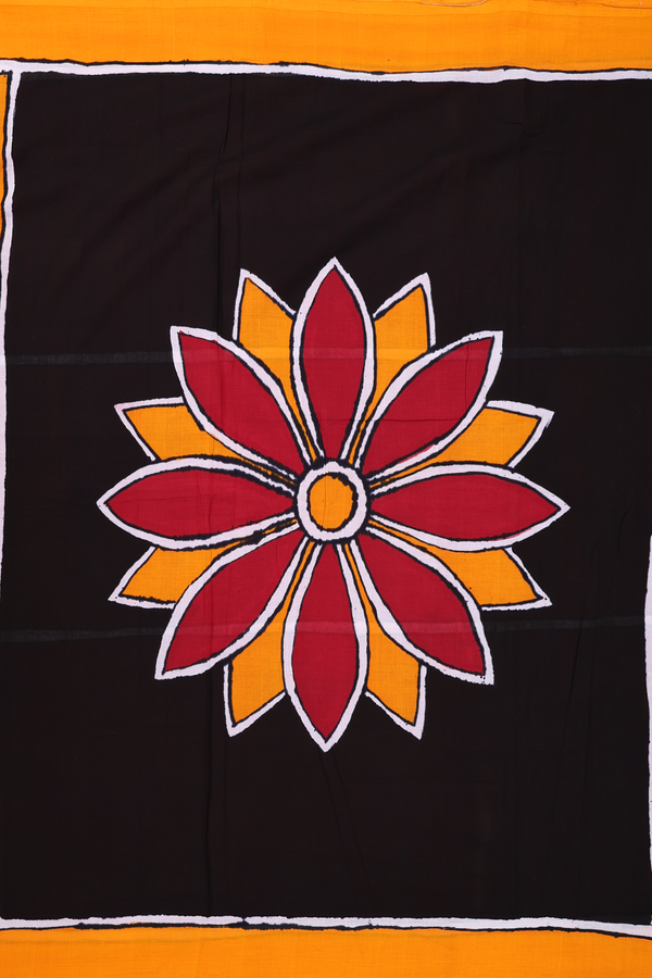 Handloom Cotton Saree In Crimson Red With Stripes Design