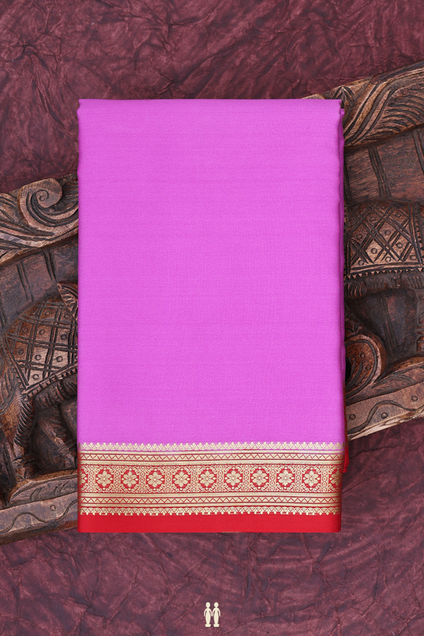 Mysore Silk Saree In Orchid Purple With Contrast Border