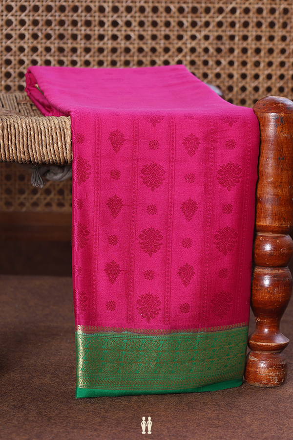 Mysore Silk Saree In Dark Pink With Self Design