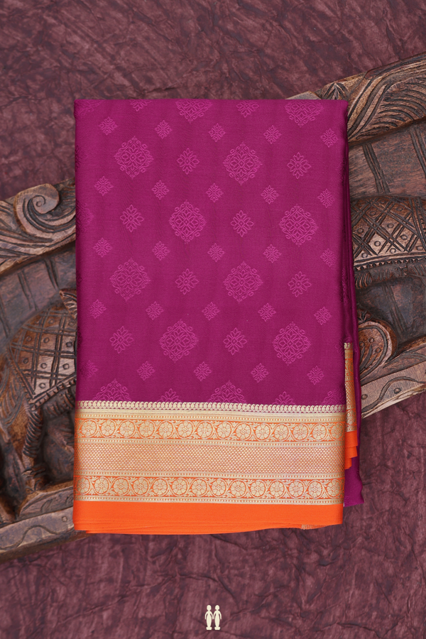 Mysore Silk Saree In Grape Purple With Threadwork Buttas