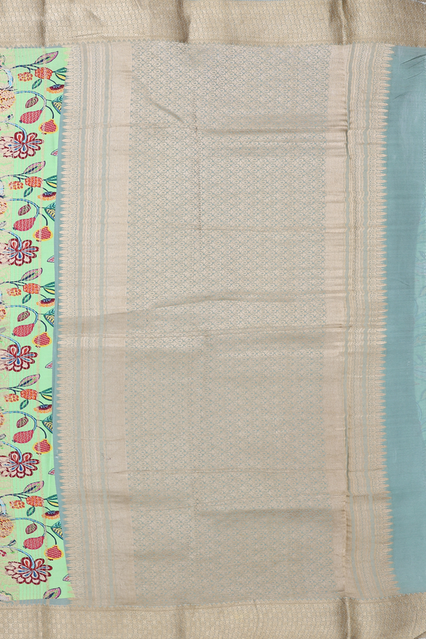 Mysore Silk Saree In Green With Floral Design