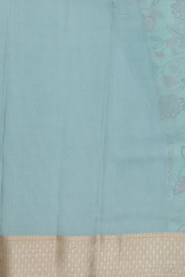 Mysore Silk Saree In Green With Floral Design