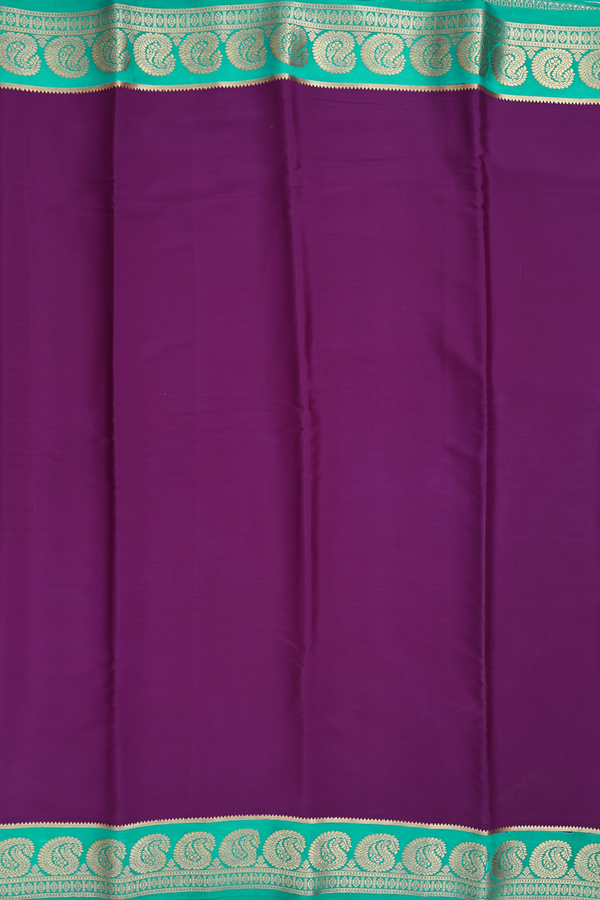 Mysore Silk Saree In Plain Purple With Paisley Border