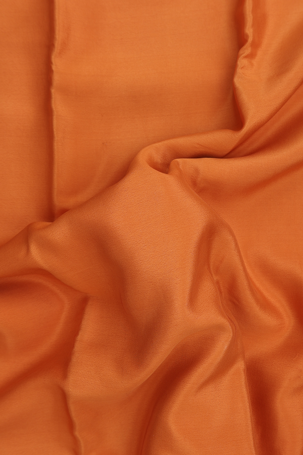 Mysore Silk Saree In Plain Ochre Orange With Contrast Border