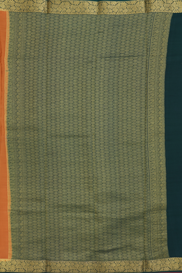Mysore Silk Saree In Plain Ochre Orange With Contrast Border