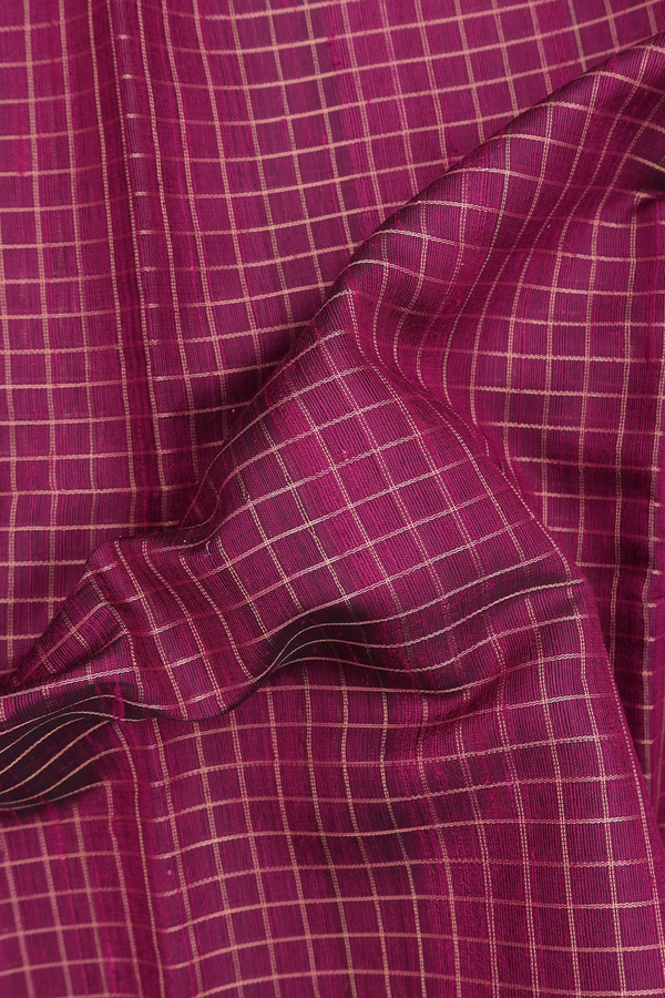 Jute Saree In Berry Purple With Checks Design