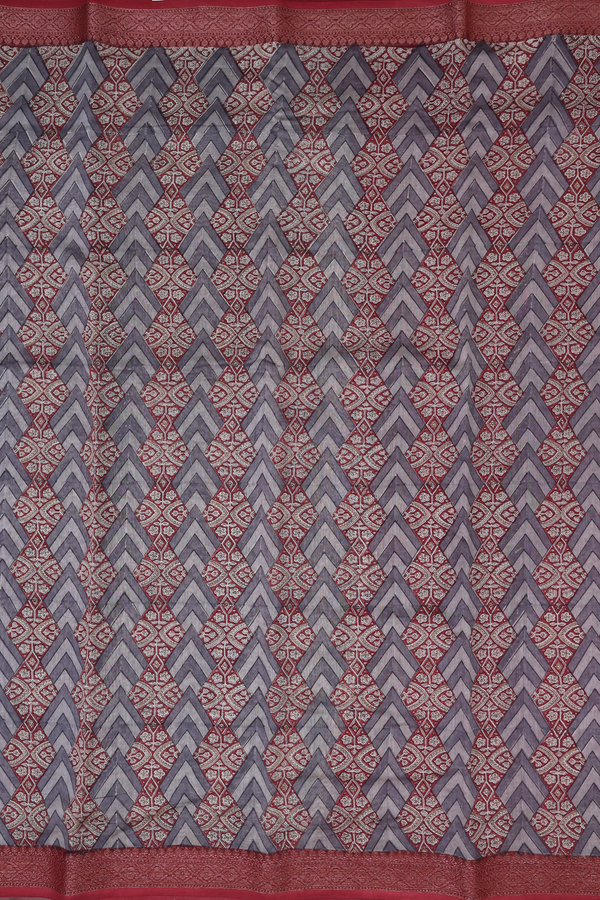 Chanderi Cotton Saree In Grey With Printed Design