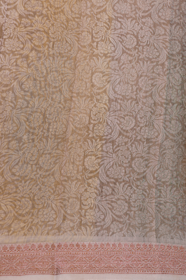 Chanderi Cotton Saree In Yellow With Paisley Design