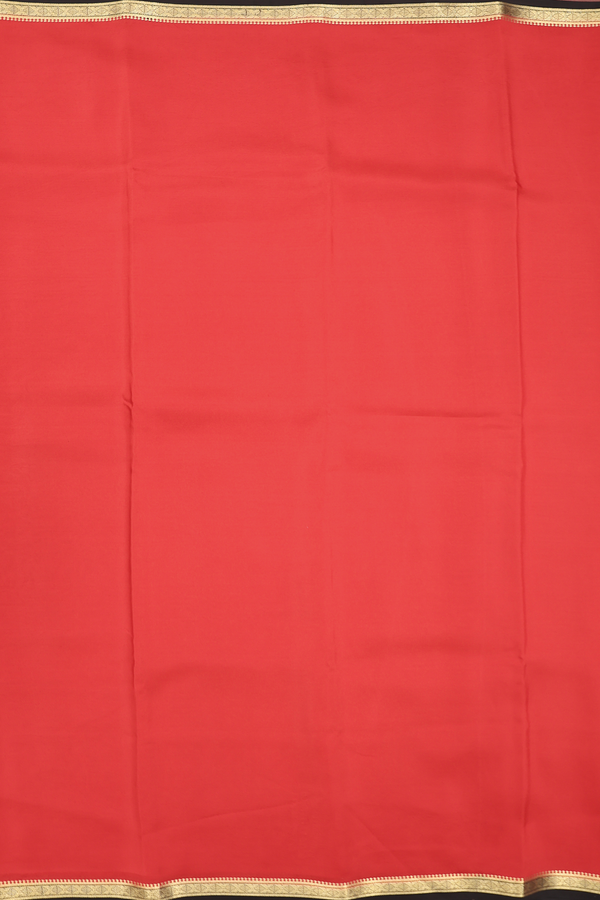 Mysore Silk Saree In Crimson Red With Contrast Border