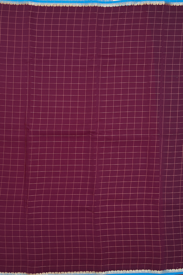 Mysore Silk Saree In Plum Purple With Checks Design
