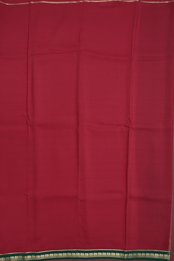 Mysore Silk Saree In Ruby Red With Contrast Border